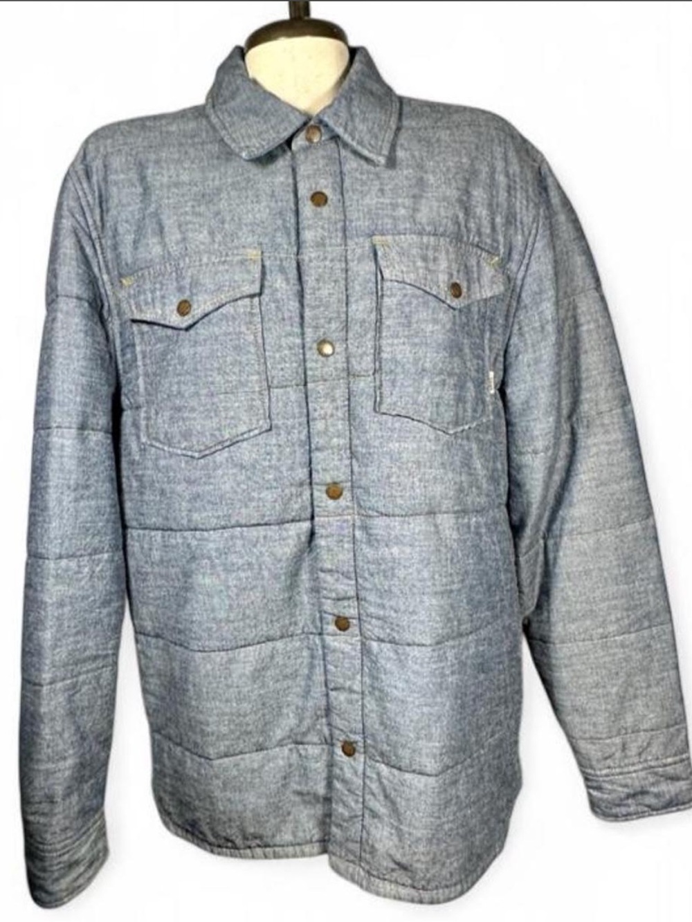 VANS Original Standard 2012 Quilted Chambray Utility Shirt Jacket Blue Large